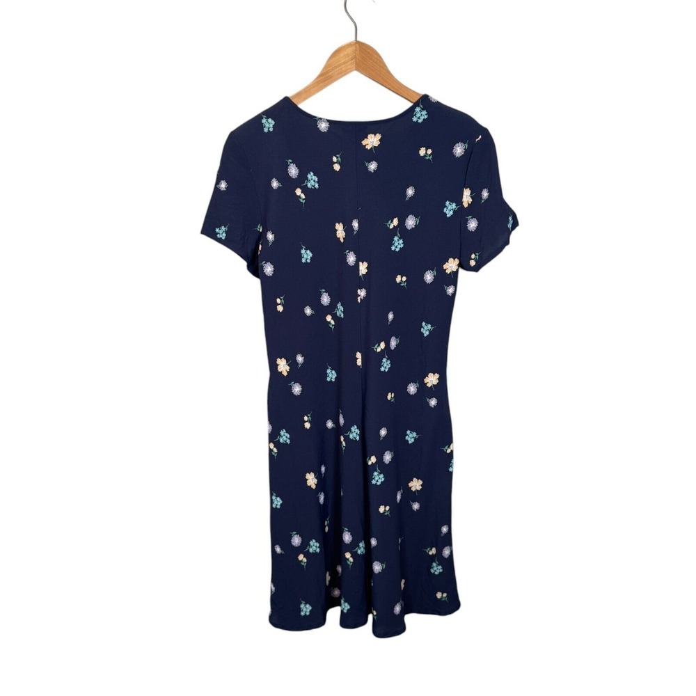 Laura Ashley Vintage Floral Dress Size 8 Navy Blue Midi Prairie Cottage 1980s - Picture 2 of 9